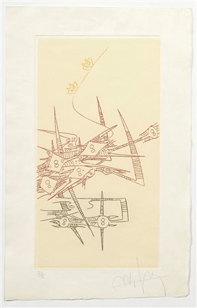 Wifred Lam (Sagua la Grande, 08/12/1902 - Parigi, 11/09/1982) 
"Senza titolo" 1972
Acquaforte su carta Cm 34,3x22
