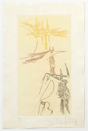 Wifred Lam (Sagua la Grande, 08/12/1902 - Parigi, 11/09/1982) 
"L'antichambre de la nature" 1966
Acquaforte su carta japon Cm 34,3x21,5