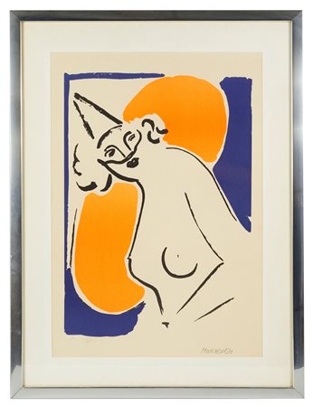 Sante Monachesi (Macerata, 10/01/1910 - Roma, 28/02/1991) 
"Senza titolo" 
Litografia a colori su carta Cm 67x46