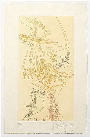 Wifred Lam (Sagua la Grande, 08/12/1902 - Parigi, 11/09/1982) 
"L'antichambre de la nature" 1966
 Acquaforte su carta japon Cm 34,3x22