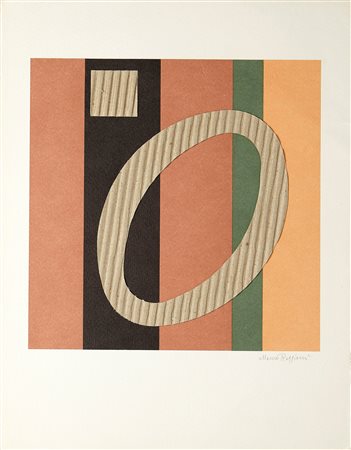 Mauro Reggiani (Nonantola, 11/08/1897 - Milano, 20/05/1980) 
"Numero 0" 
Riproduzione fotolitografica di 4 colori offset e collage Cm 30x23,5