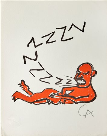Alexander Calder (Lawnton, 22/07/1898 - New York, 11/11/1976) 
"Z" 
Riproduzione a stampa a 3 colori offset Cm 30x23,5
