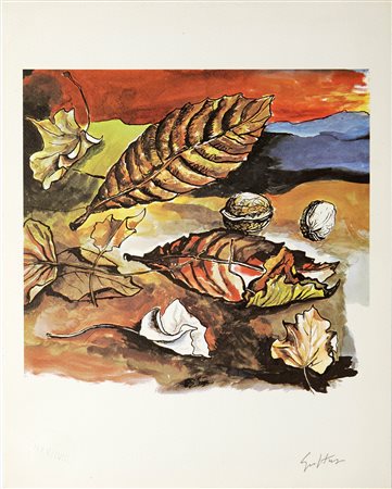 Renato Guttuso (Bagheria, 26/12/1911 - Roma, 18/01/1987) 
"L'autunno" 1971
Riproduzione fotolitografica 4 colori offset Cm 30x23,5