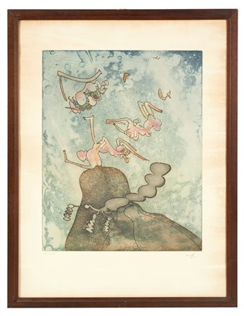 Roberto Antonio Sebástian Matta Echaurren (Santiago del Cile, 11/11/1911 - Civitavecchia, 23/11/2002) 
"Così fan tutte" 1970
 Litografia a colori su carta Cm 65x50