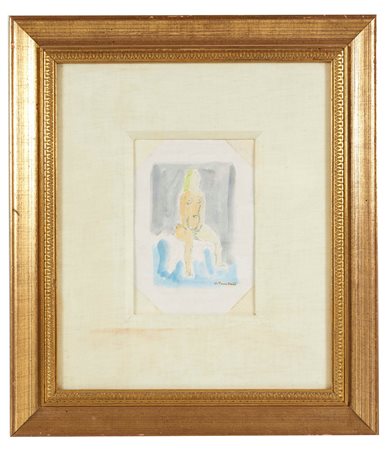 Orfeo Tamburi (Jesi, 28/05/1910 - Ermont, 15/06/1994) 
"Nudo femminile" 
Acquerello e tecnica mista su carta Cm 22,5x15,5