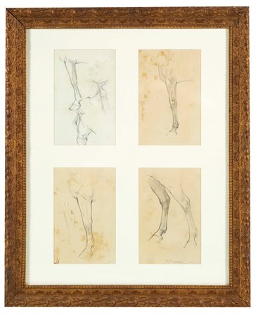 Roberto Franzoni (Bologna, 1882 - Bologna, 1960) 
"Studio di cavallo" 
Matita su carta Cm cadauno 18,5x12