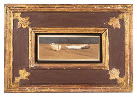 Ugo  Pasini (San Mauro in Valle , 1942 - ) "Senza titolo" Olio su tela Cm 9,5x24,5