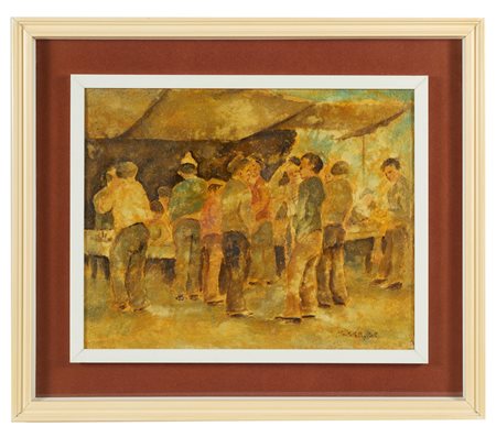 Italo Bortolotti (Fanano, 23/10/1933 - Fanano, 15/03/2007) 
"Senza titolo" 
Olio su tavola Cm 40x50