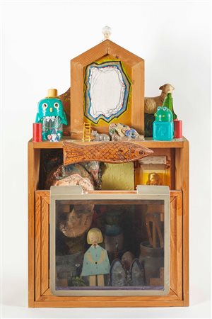 Gianpaolo Berto (Adria, 1940 - 2022) 
"Teatrino" 1982
Scultura in legno e materiali vari Cm 74x44x22