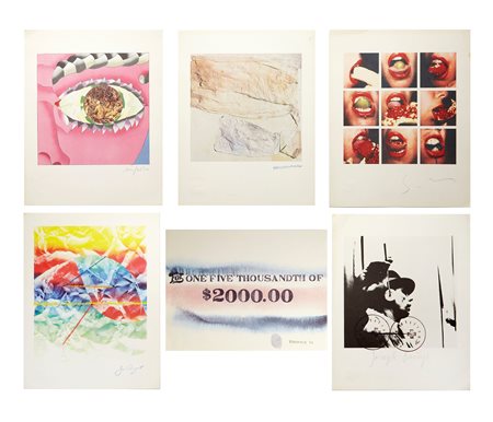  
Lotto di 6 fotolitografie serie "I cinque sensi" 
Riproduzione fotolitografica a più colori offset Cm 30x23,5
