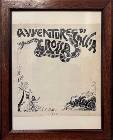 Pietro  Pietra (Bologna, 28/01/1885 - 20/01/1956) 
"Avventure di caccia grossa"  1945-1946
Pennarello e china su carta Cm 30x28