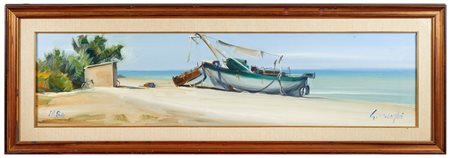 Guido  Bugli (Bologna, 1912 - Bologna, 2013) 
Dipinto 1984
 Olio su tela Cm 30x120