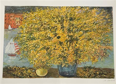 Michele Cascella (Ortona, 07/09/1892 - Milano, 31/08/1989) 
"Natura morta a Portofino" 
Litografia a colori su carta Cm 64,5x86