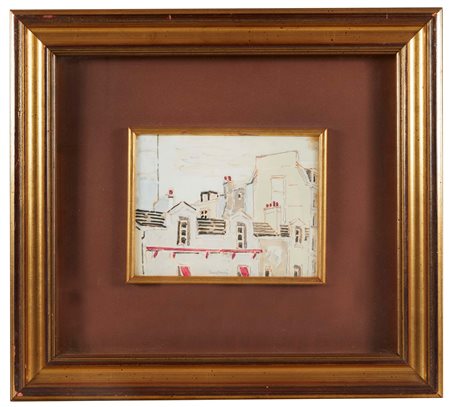 Orfeo Tamburi (Jesi, 28/05/1910 - Ermont, 15/06/1994) 
"Parigi" 
Acquerello e tecnica mista su carta Cm 23x19