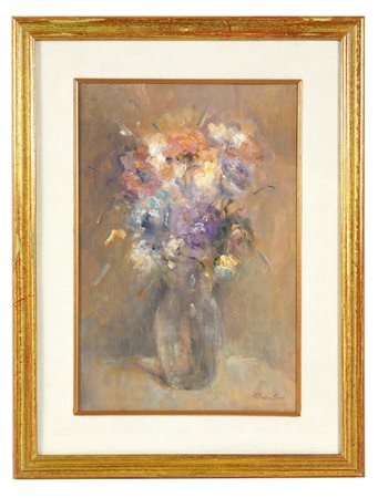 Norma Mascellani (Bologna, 03/07/1909 - Bologna, 07/12/2009) 
 "Vaso di fiori" 
Olio su tavola Cm 37x25