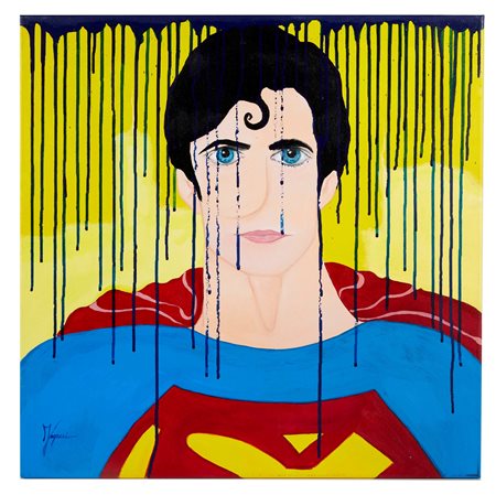 Rubens  Fogacci (Bologna , 30/05/1978 - ) "Superman" Olio su tela Cm 60x60
