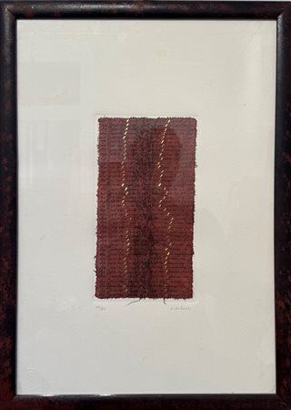 Greta Schödl (Hollabrunn, 1929 - ) 
"Senza titolo" 
Incisione e tecnica mista su carta  Cm lastra 24,5x13,5