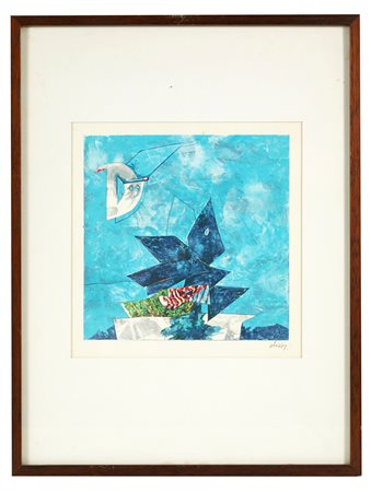 Gianni Dova (Roma, 08/01/1925 - Pisa, 14/10/1991) 
"Lettera D" 
Fotolitografia a colori su carta Cm 19x19