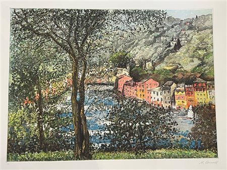 Michele Cascella (Ortona, 07/09/1892 - Milano, 31/08/1989) 
"Portofino" 
Litografia a colori su carta Cm 64x86