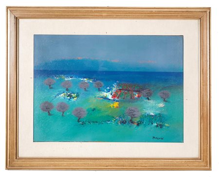 Manlio  Bacosi (Perugia, 1921 - Perugia, 1998) 
“Paesaggio” 
Olio su tela Cm 50x70