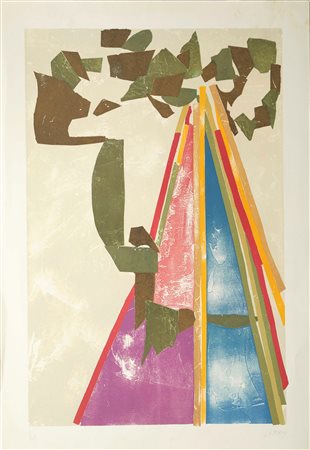 André Lanskoy (Mosca, 13/03/1902 - Parigi, 24/08/1976) 
"Senza titolo" 
Litografia a colori su carta Cm 78x53,5