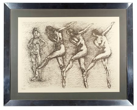 Francesco Messina (Linguaglossa, 15/12/1900 - Milano, 13/09/1995) 
"Ballerine" 
Litografia a colori su carta  Cm lastra: 50x70