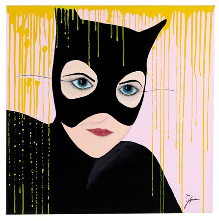 Rubens  Fogacci (Bologna , 30/05/1978 - ) "Catwoman" Olio su tela Cm 60x60