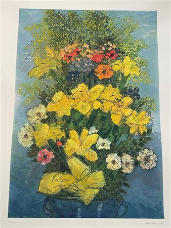 Michele Cascella (Ortona, 07/09/1892 - Milano, 31/08/1989) 
"Vaso di fiori" 
Litografia a colori su carta Cm 86x65