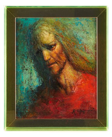 Renzo Magnanini (Bondeno di Gonzaga, 18/10/1920 - Bentivoglio, 12/08/2006) 
 "Volto" 
 Olio su tavola Cm 35x28