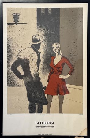 Ronald Brooks Kitaj (Chagrin Falls, 1932 - Los Angeles, 2007) 
"La Fabbrica" 1975
Manifesto su carta Cm 60x92,5