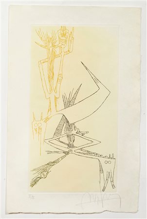 Wifred Lam (Sagua la Grande, 08/12/1902 - Parigi, 11/09/1982) 
"Senza titolo" 1970 circa
Acquaforte su carta Cm 34,3x22