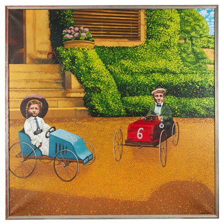 Antonio Saliola (Bologna, 28/09/1939 - Bologna, 10/03/2024) 
"Gustavo e il N 6" 1972
Olio su tela Cm 150x150