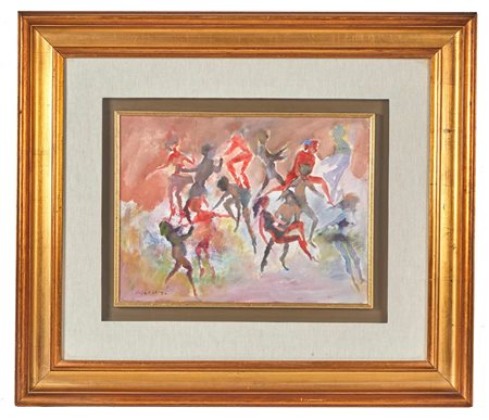 Mino Maccari (Siena, 24/11/1898 - Roma, 16/06/1989) 
“Fantasia” 
Olio su cartone telato Cm 30x40