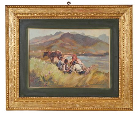 Carlo Domenici (Livorno, 18/03/1897 - Portoferraio, 29/06/1981) 
“Senza titolo” 
Olio su tavola Cm 35x48