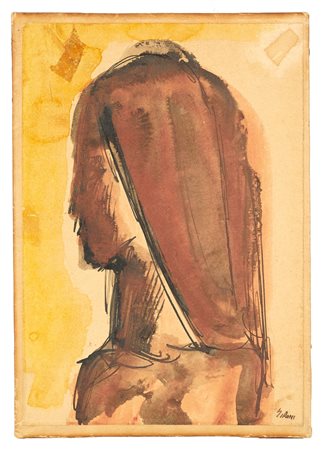 Mario Sironi (Sassari, 12/05/1885 - Milano, 13/08/1961) 
Senza titolo 
Tempera su carta intelata Cm 18x25