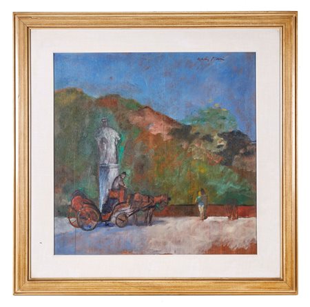 Walter Piacesi (Ascoli Piceno, 1929 - Fermignano, 16/03/2022) 
“Studio per giardini pubblici” 1973
Olio su tavola Cm 70x70