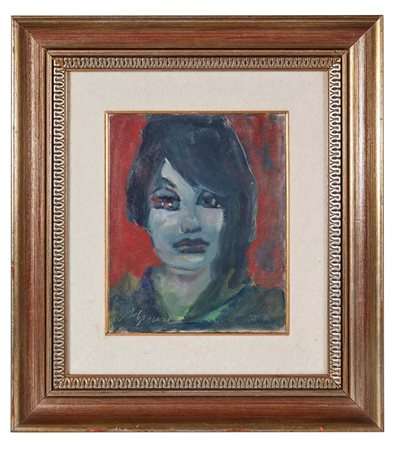 Mino Maccari (Siena, 24/11/1898 - Roma, 16/06/1989) 
“La modella” 
Olio su cartone telato Cm 30x24