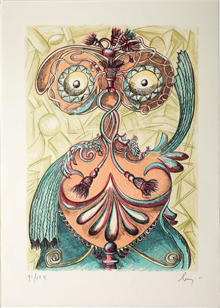 Enrico Baj (Milano, 31/10/1924 - Vergiate, 16/06/2003) 
"Renée-Caroline de Froullay" 1985
Litografia a 16 colori su carta  Cm 70x50