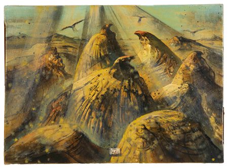 Eugene Gustavovitch Berman (Pietroburgo, 4/11/1899 - Roma, 22/12/1972) 
"The Hawk Mountains" 1966
Olio su tela Cm 39x54