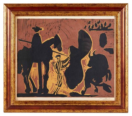 Pablo Picasso (Malaga, 25/10/1881 - Mougins, 08/04/1973) 
"Avant la Pique" 1959
Litografia a colori su carta Cm 30x35,5