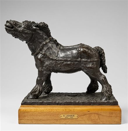 Antonio Ligabue (Zurigo, 18/12/1899 - Gualtieri, 27/05/1965) 
 
Scultura in bronzo Cm 30x40x15,5