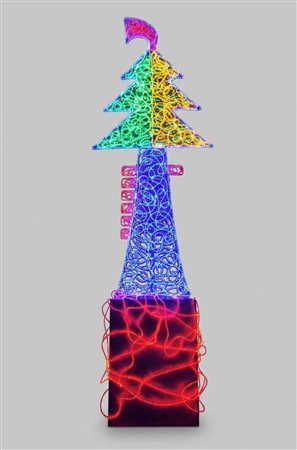 Marco Lodola (Dorno, 4/04/1955 - ) 
"Dolfin" 
Scultura in lamiera zincati e led luminosi Cm 600x190x150