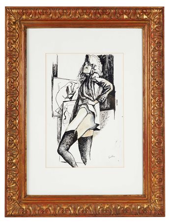 Renato Guttuso (Bagheria, 26/12/1911 - Roma, 18/01/1987) 
"Marta Marzotto" 1984
China, acquerello e acrilico su carta Cm 46x31,5