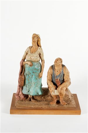 Cleto Tomba (Castel San Pietro Terme, 19/08/1898 - Bologna, 29/11/1987) 
Scultura 
Scultura in terracotta policroma Cm 20,5x18,5x10
