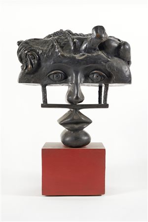 Novello Finotti (Verona, 1939 - ) 
Scultura volto 1970
Scultura in bronzo su base lignea Cm 29x20x17