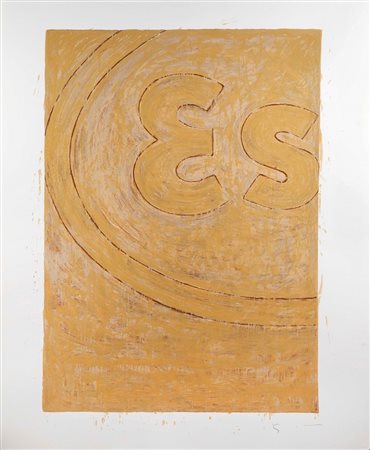 Mario Schifano (Homs, 20/09/1934 - Roma, 26/01/1998) 
“Esso”. 
Serigrafia polimaterica su carta  Cm 120x100