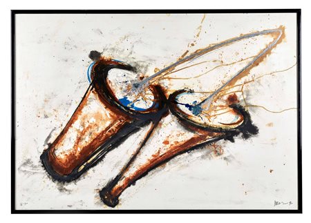 Gilberto  Zorio (Andorno Micca, 21/09/1944 - ) 
"Crogiuoli" 1992
Litografia a tre colori Cm 68,5x99