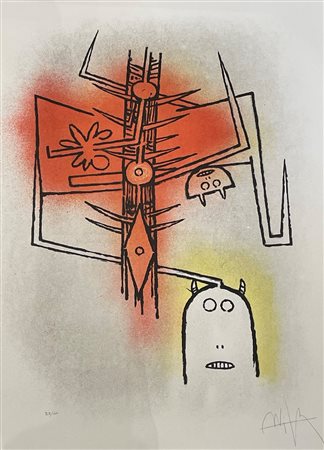 Wifred Lam (Sagua la Grande, 08/12/1902 - Parigi, 11/09/1982) 
“Le Feu Vert” 
Litografie a colori su carta Cm foglio: 70x50 