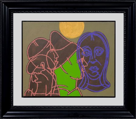 Concetto Pozzati (Vò, 1935 - Bologna, 2017) 
Solo di testa: Babbo 2000
Acrilico e smalto su tela 40x50 cm