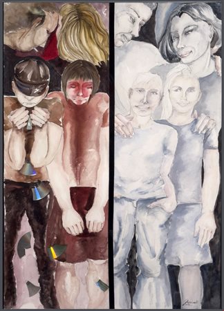 Lucia Corbinelli (1947 - ) 
Senza titolo anni '2000
Acquarello e collage su carta 100x70 cm